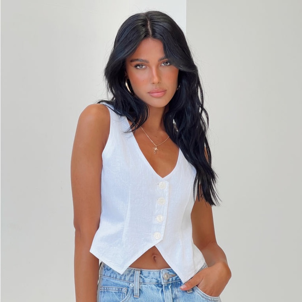 Princess Polly White Fitted Tank Top with Asymmetrical Design